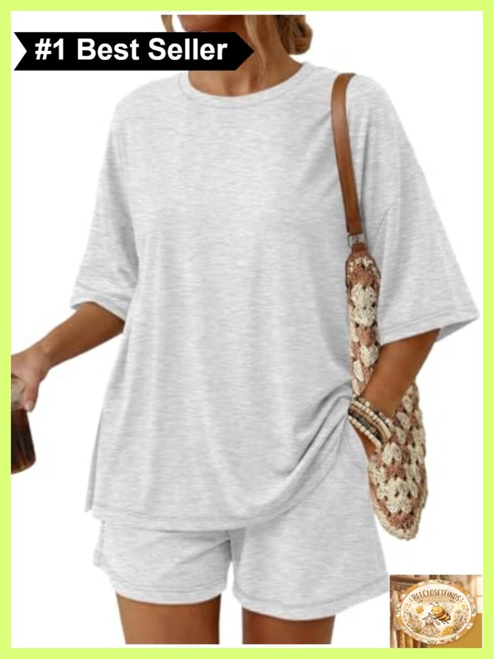 Women's 2 Piece Lounge Set Rayon Spandex Shorts with Pockets Oversized Top